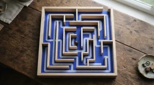 Labyrinth aus der Vogelperspektive mit klar erkennbarem Weg